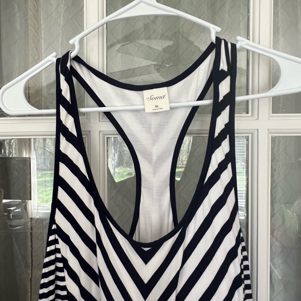 SOMA Women's Striped Blue White Sleeveless Maxi Dress Casual size XL - Picture 6 of 16
